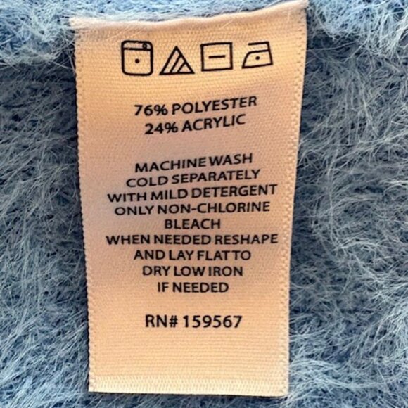 Willow & Wind Fuzzy Cropped Mock Neck Sweater Women's S Blue EUC - Picture 5 of 5